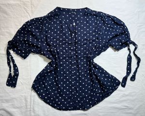 Polka Dot Tie Sleeve Top