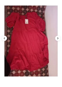 Tiered Dark Pink Dress with Balloon Sleeves