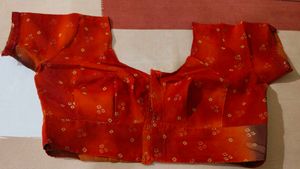 Elegant Red Floral Saree with stitch blouse