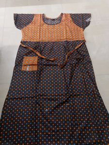 XXL Cotton Maxi Gown - Brown