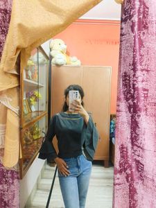 Grey Bell Sleeves Top