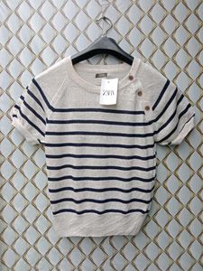New With Tag Zara Stripped Knit Top
