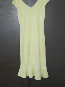 Yellow Knit Ruffle Hem Dress