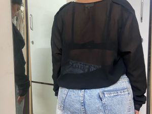 Black Stylish Top With Zipper
