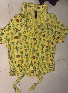 Cactus Print Yellow Crop Top