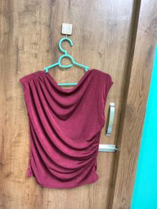 Maroon Draped Top