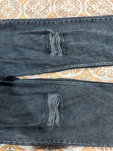 Knee Ribbed Charcol Denim