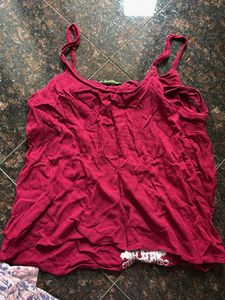 Maroon Embroidered Tank Top