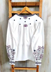 Embroidered White Top size-44