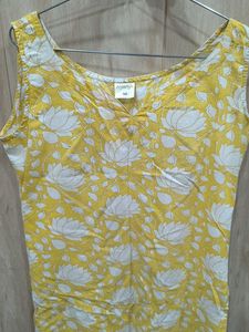 Yellow Floral Sleeveless Kurta