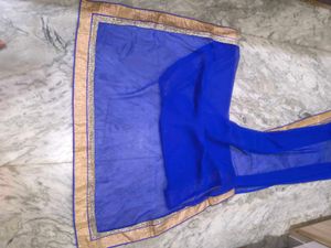 Solid Blue Saree