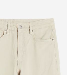 Beige Wide Leg cropped Jeans