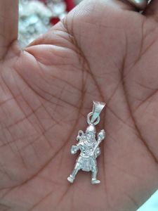Pure Silver Hanumanji And Gada Pendant