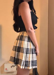 Pleated Plaid Skirt