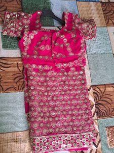 Pink tikki And Embroidery Work Vintage Saree