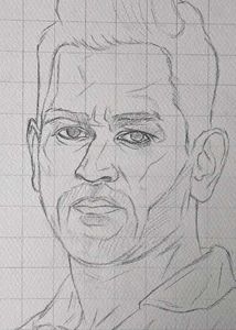 MS Dhoni Outline Drawing