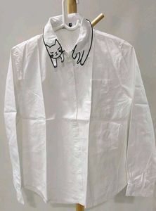 Cat Collar White Button-Up