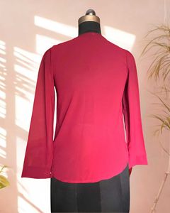 Wine red sheer top with gold detailed chai