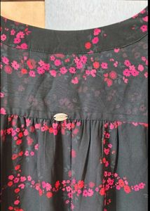 Black Tunic With Dark Pink Flowers