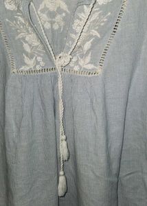 ZARA EMBROIDERED LIGHT BLUE TUNIC DRESS