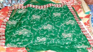 Chiffon Green Saree With Work