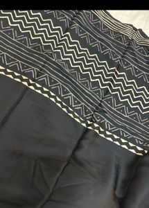 Hand block print satin saree(New)