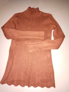 Brown Turtleneck Long Sleeve Top