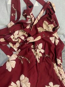 Unused Floral Print Maxi Dress with halter neck