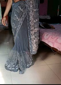 Grey Party Were Saree