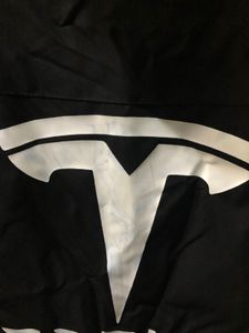 Stylish Black Polyester Jacket With Tesla Print