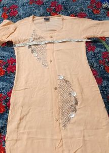 Peach Embroidered Kurta