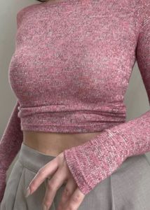 Pink Knit Long Sleeve Top