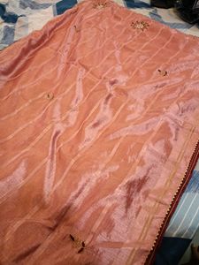 elegant peach saree