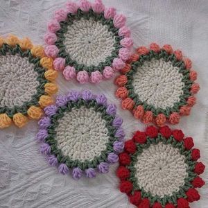 🌷 Handmade Crochet Tulip Coaster 🌷