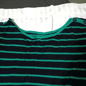 Black Green Stripes Shirt For Women