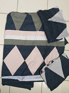 Abstract Print Double Bed Sheet With Pillow Cover