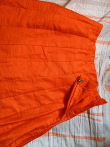 Ethnic Orange Skirt/ Lehenga With Golden Border