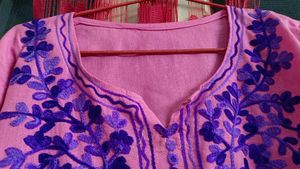 Pink Cotton Casual Kurti