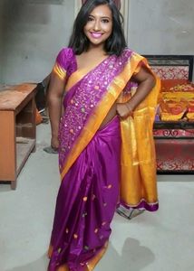💥 Price Drop 💥Purple &amp; Gold Embroidered Saree