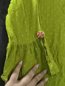 Dusky Green Kurti With Golden Detailing