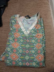 Green Printed Kurta