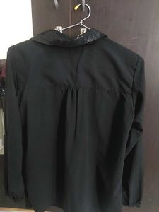 Black Sequin Collar  Top