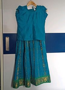 Blue &amp; Gold Lehanga Blouse Set