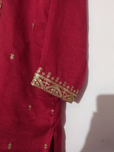 Embroidery Red Kurtha