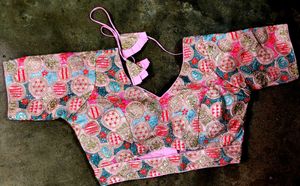 Embroidered Pink Saree Blouse