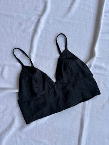 Black Satin Bralette Top