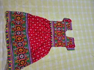 Red Embroidered Girls Dress