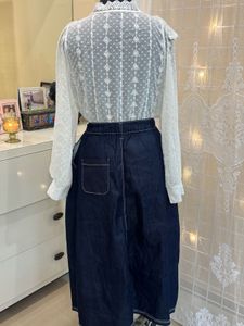 Lace Top &amp; Denim Skirt Set