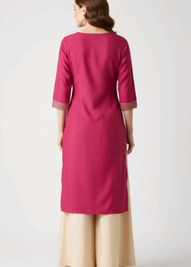Pink Embroidered Kurta