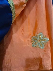 Elegant Blue Orange Saree